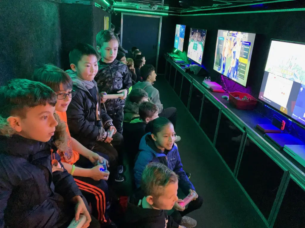 Rolling Video Games Long Island children's birthday party on game truck in Old Brookville, NY