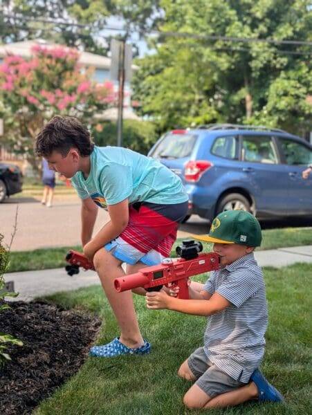 Kids aiming their taggers at a party in Kings Point, NY